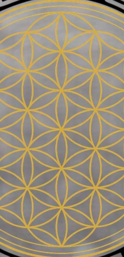 A gold geometric pattern on a stylish wallpaper background.