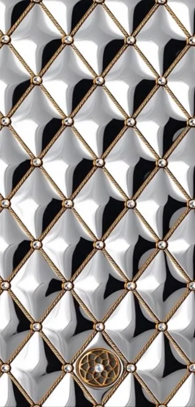 Elegant geometric silver phone wallpaper with a stylish pattern.