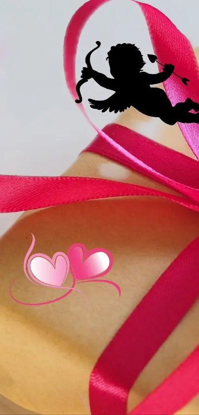 Gift box with pink ribbon on a simple, elegant background.
