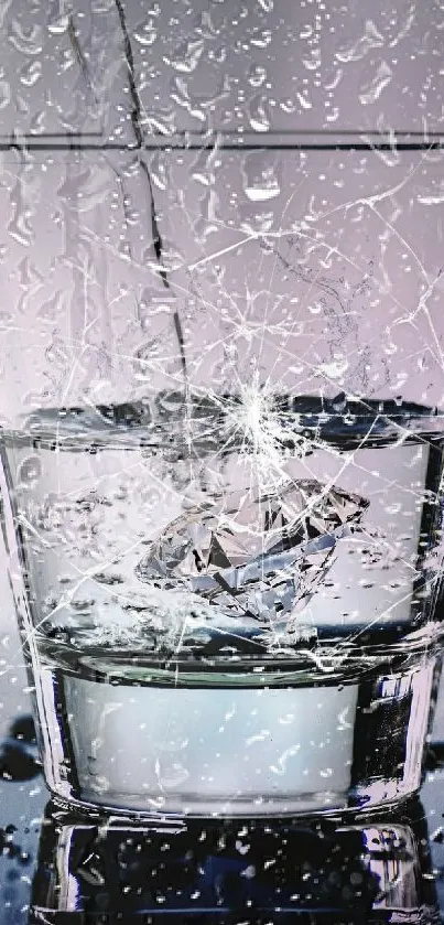 A glass of water catching a splash with a dark gradient background.