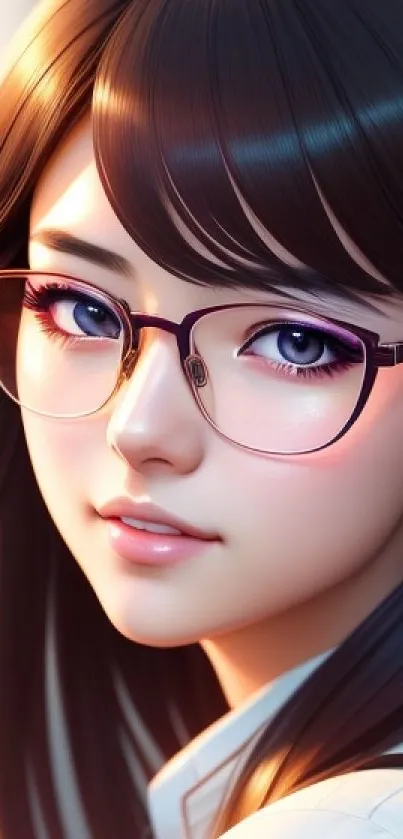 Anime character with glasses and vibrant colors in digital art wallpaper.