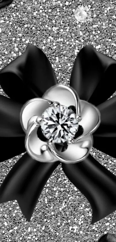 Stylish black floral design with glitter.