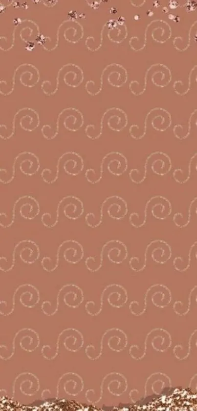 Elegant brown wallpaper with glitter waves.