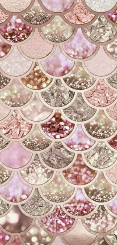 Elegant pink glittery fan pattern wallpaper for mobile phones.