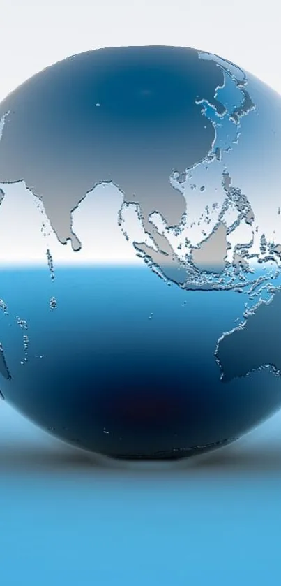 Reflective blue globe art on a sleek mobile wallpaper with modern design.