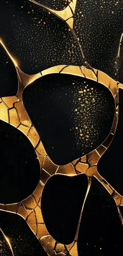Elegant gold abstract wallpaper on black background.