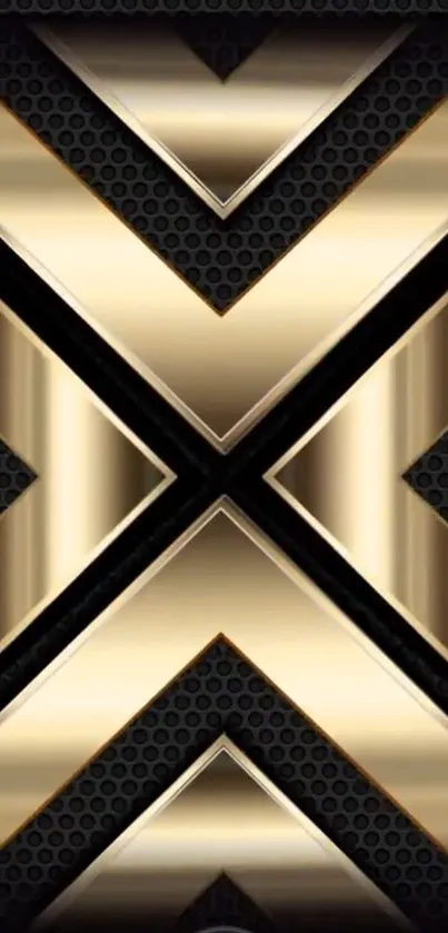 Luxurious gold and black geometric mobile wallpaper design.