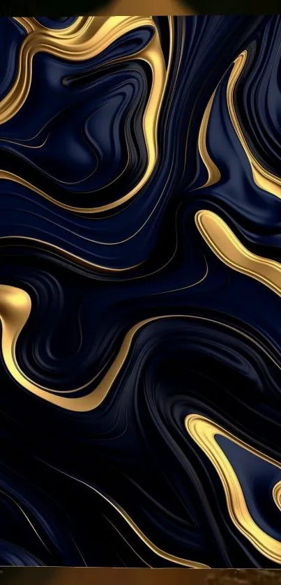 Abstract gold and black wavy mobile wallpaper.