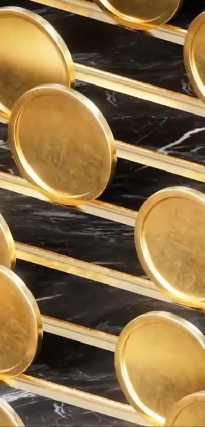 Luxurious gold and marble phone wallpaper design.