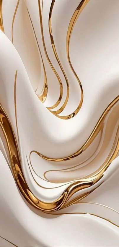 Elegant gold and white flowing abstract design.