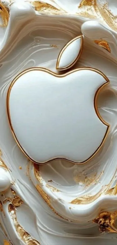 Gold-themed Apple logo wallpaper with elegant design.