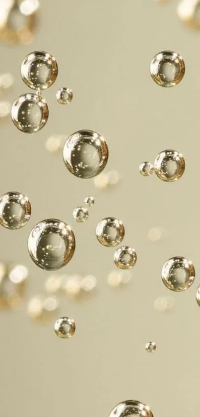 Mobile wallpaper with elegant gold bubbles on a soft golden background.