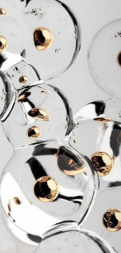 Elegant bubbles with golden accents on a minimalist background.