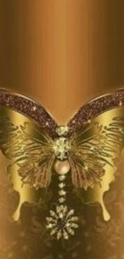 Elegant gold butterfly decor on mobile wallpaper.