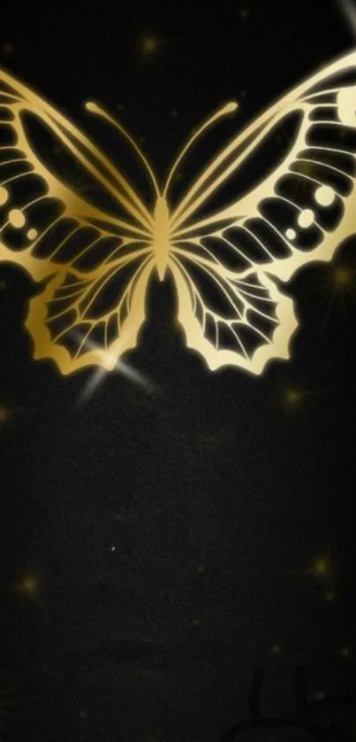 Elegant gold butterfly on a dark background wallpaper.