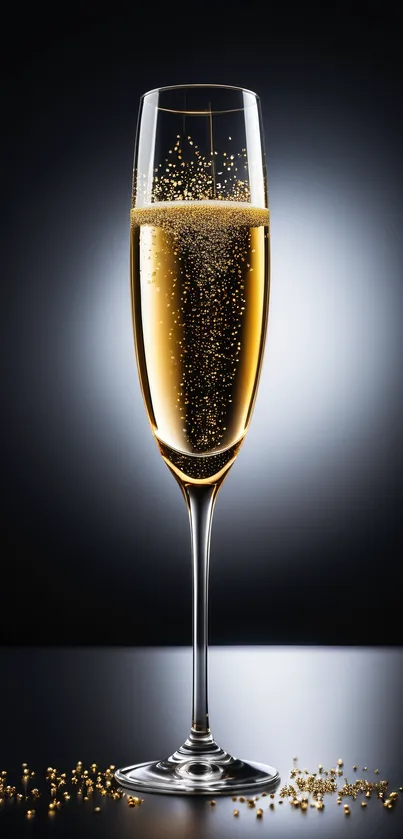 Gold champagne flute wallpaper with bubbles and elegant design.