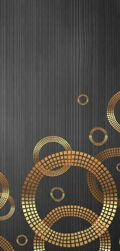 Gold circles on dark background mobile wallpaper.