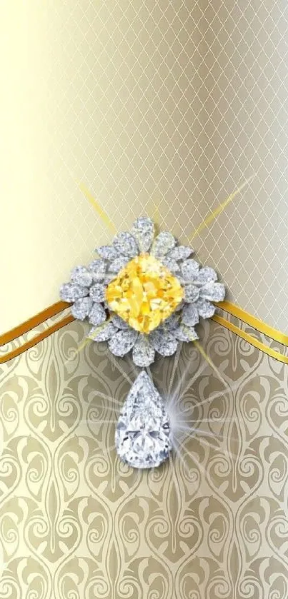 Elegant gold mobile wallpaper with diamond and intricate patterns.