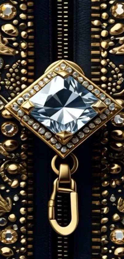 Luxury gold pattern wallpaper with diamond accent.