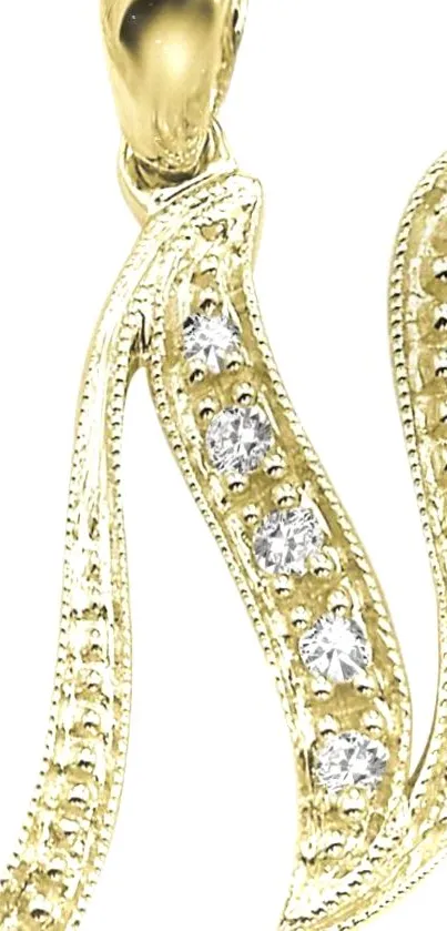 Close-up of elegant, gold jewelry with diamonds on mobile wallpaper.