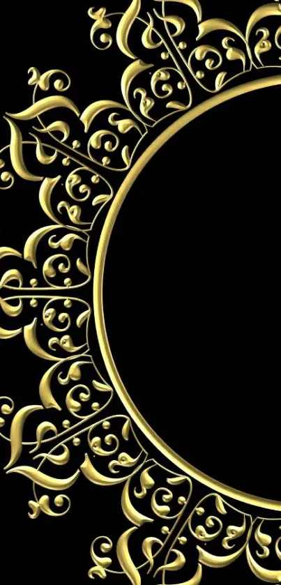 Luxurious gold floral design on a sleek black background.