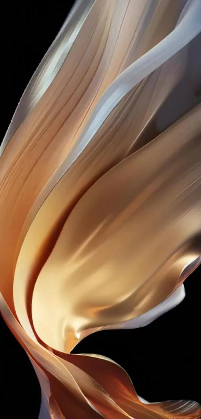 Elegant golden abstract flow wallpaper with fluid design.