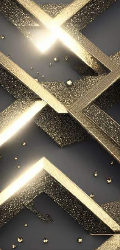 Elegant gold geometric design on black background for mobile wallpaper.