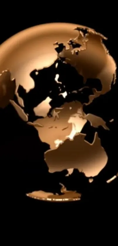 Elegant gold globe on black background wallpaper
