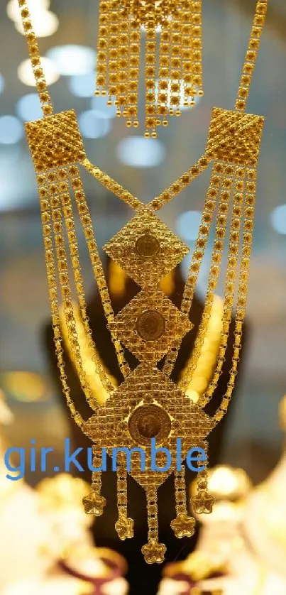 Elegant gold jewelry pendant displayed on a chic background.