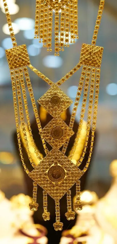 Elegant gold jewelry with intricate design.