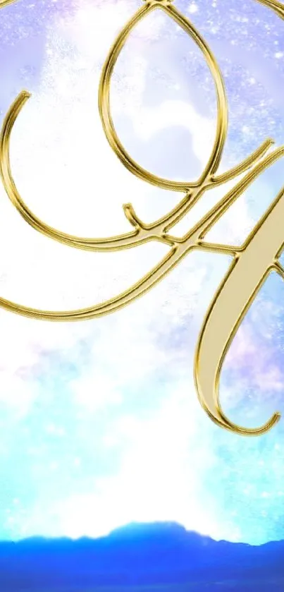 Elegant gold letter on a cosmic blue background wallpaper.