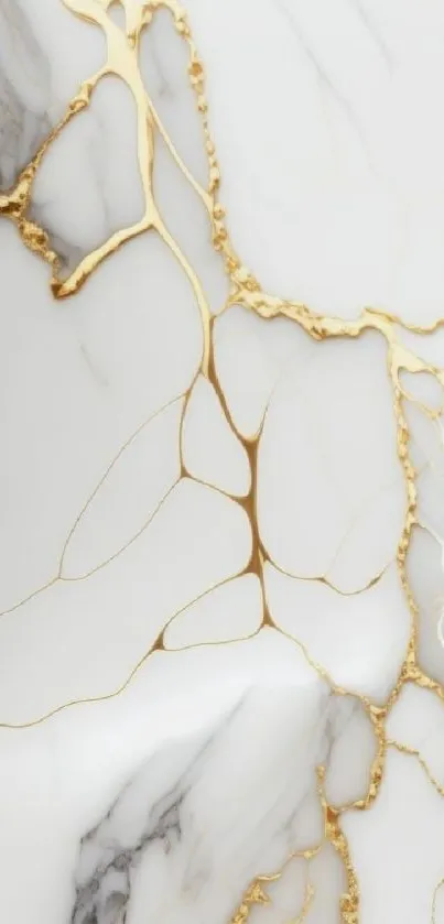 Elegant gold and white marble wallpaper design for mobile phone.