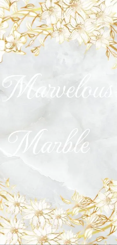 Elegant gold floral marble wallpaper for mobile phone.