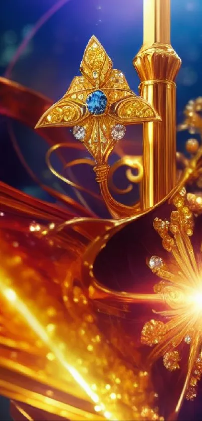 Luxurious gold ornament with a vibrant glow.