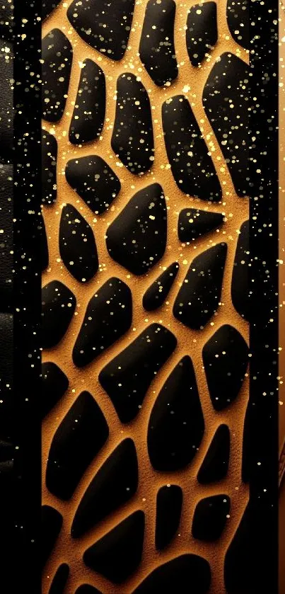 Abstract gold pattern resembling giraffe skin.