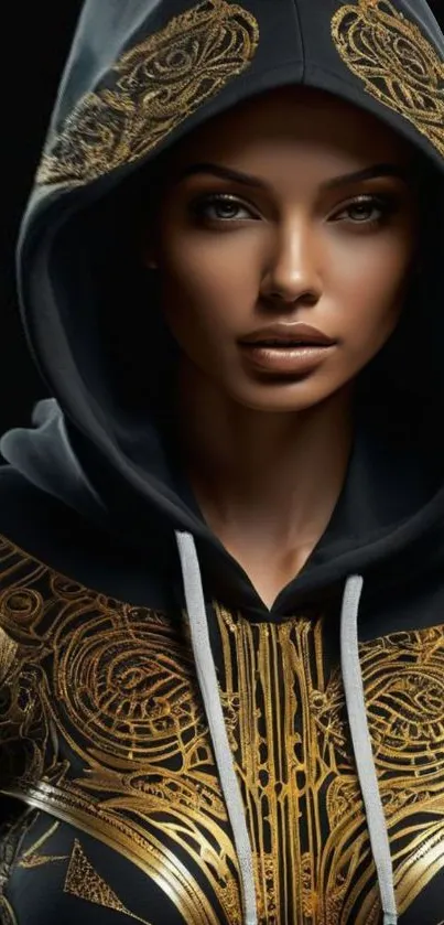 Luxury gold-patterned hoodie wallpaper.