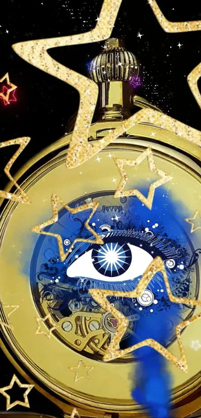 Gold pocket watch on black background, elegant and detailed design.