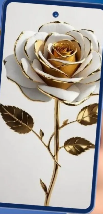 Elegant gold rose design on mobile screen.