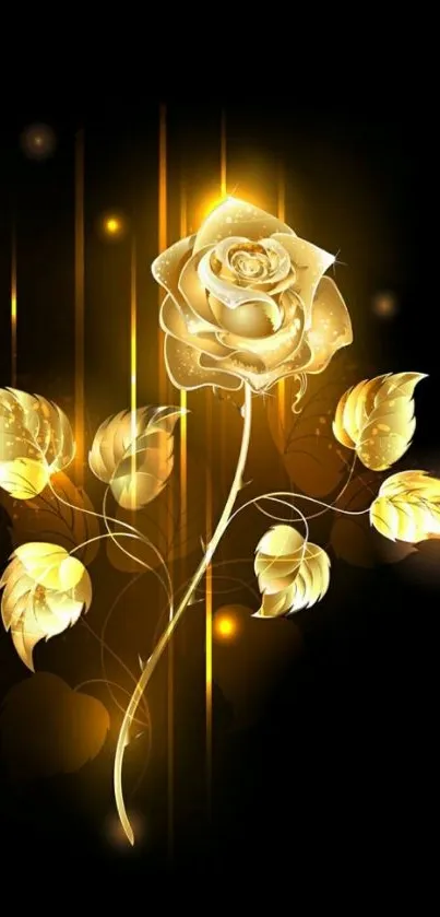 Elegant gold rose on dark background mobile wallpaper.