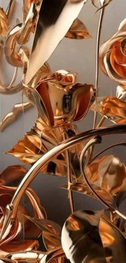 Elegant golden roses with metallic finish.