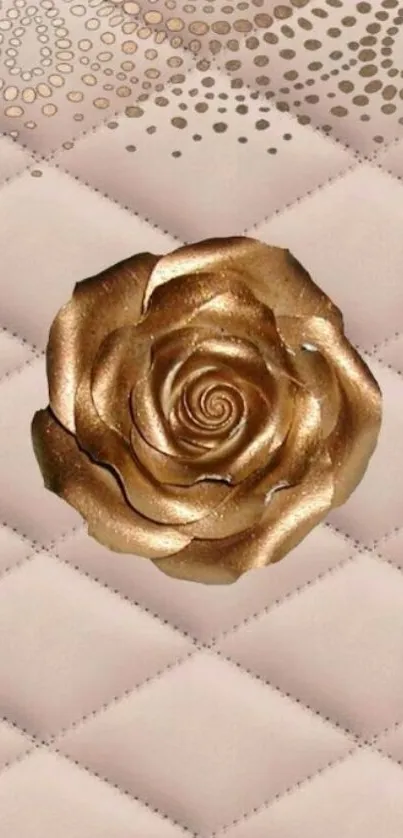 Elegant gold rose on quilted background wallpaper.