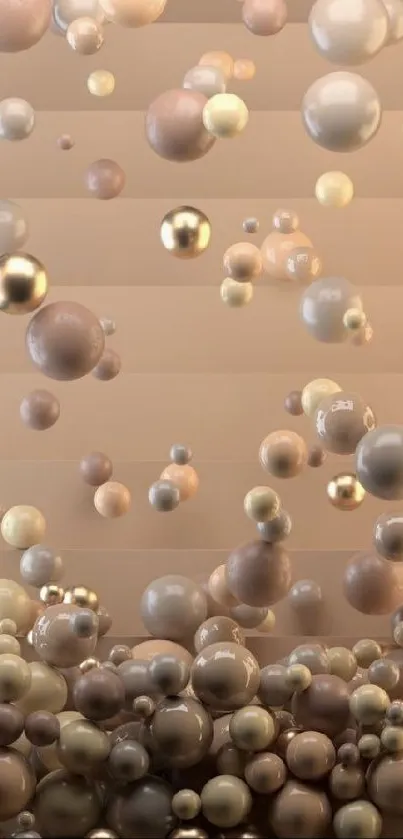 Elegant gold and bronze spheres mobile wallpaper.