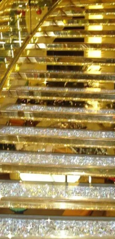 Luxurious gold staircase with reflective shine.