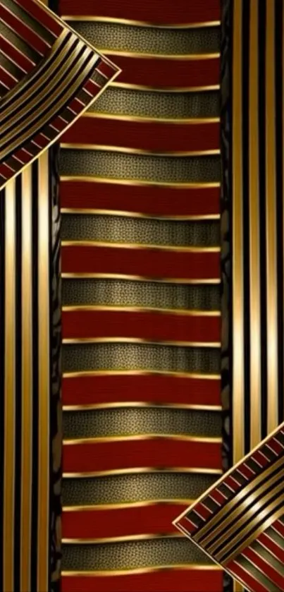 Vertical gold stripes on a dark red background mobile wallpaper.