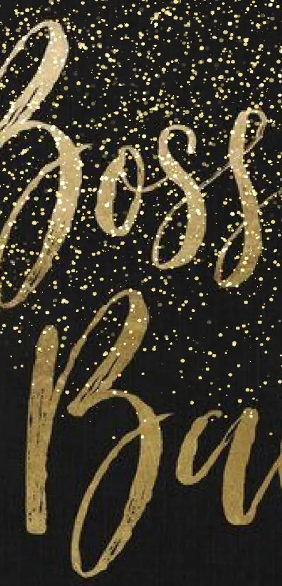 Black wallpaper with 'Boss Bae' in gold text and sparkling accents.