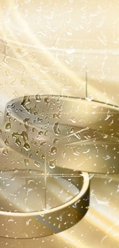 Luxurious gold wallpaper with water droplets.