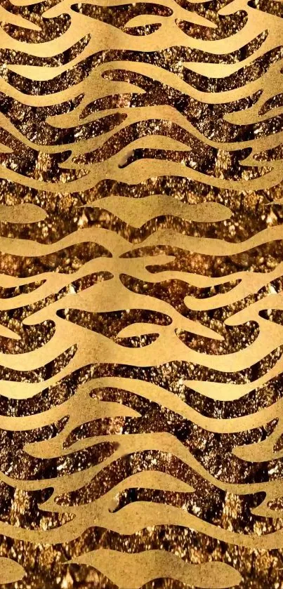 Elegant gold wave pattern with shimmering texture for mobile wallpaper.