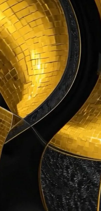 Elegant gold wave mosaic pattern wallpaper