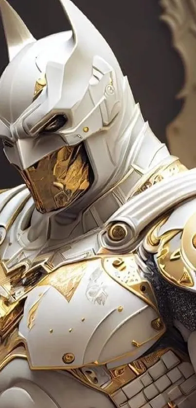 Golden armored hero with intricate design and high detail for a stylish phone wallpaper.