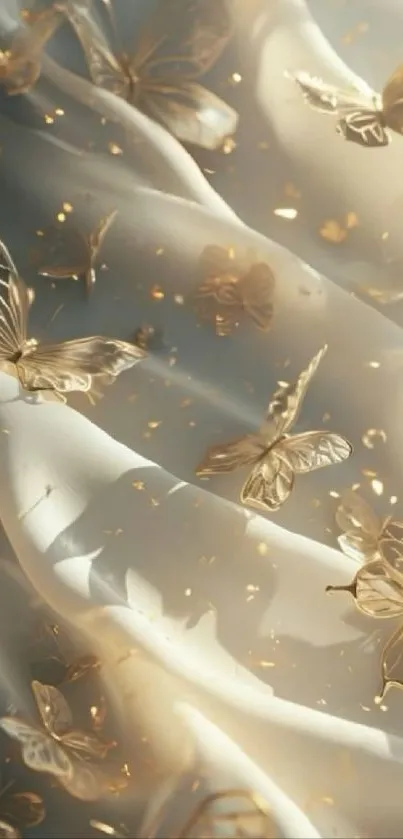 Elegant golden butterflies on a dreamy backdrop
